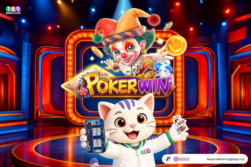 Poker win themed lucky cat