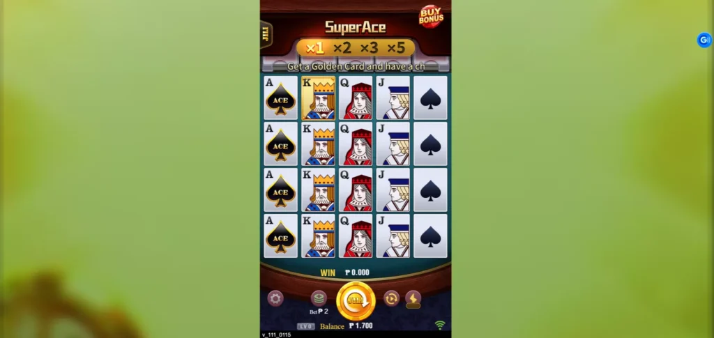 Super Ace game interface