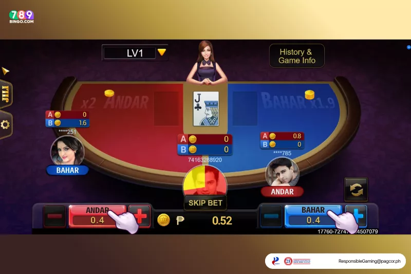 Andar Bahar game interface