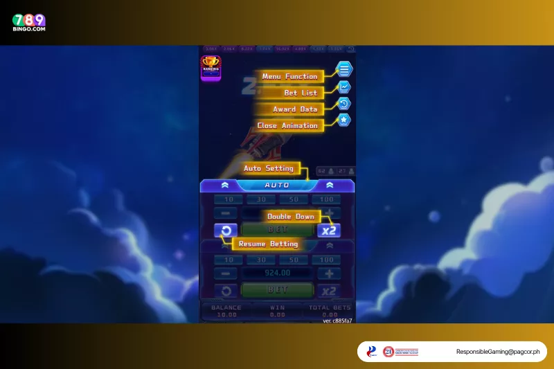 Go Go Rise game interface description