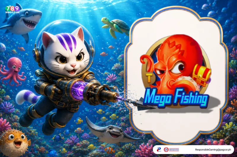Mega Fishing themed lucky cat