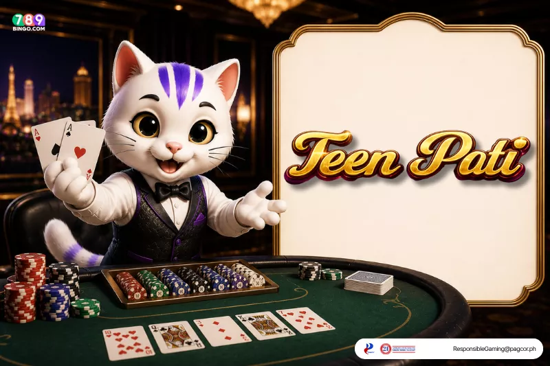 Teen Patti themed lucky cat