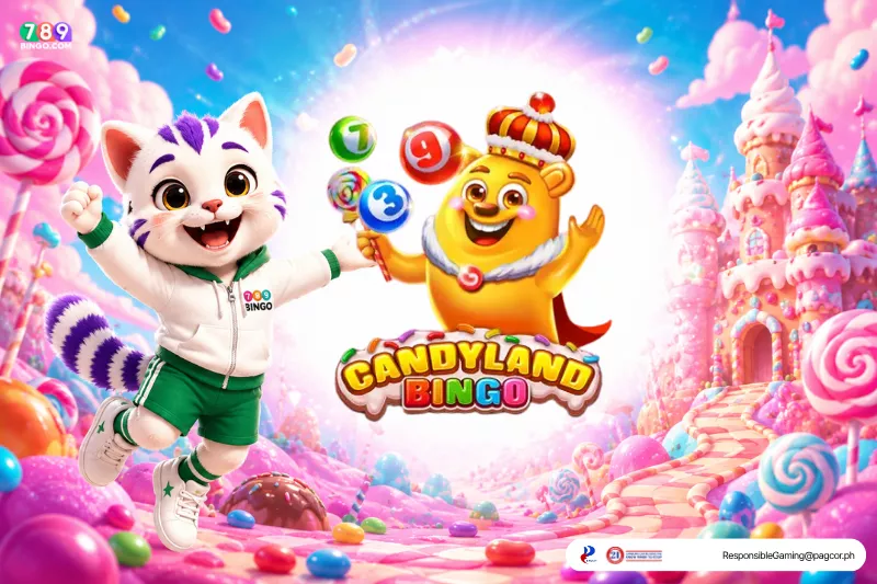 Candyland Bingo demo themed lucky cat