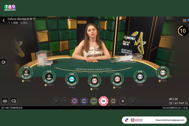 Deluxe Blackjack M demo game interface