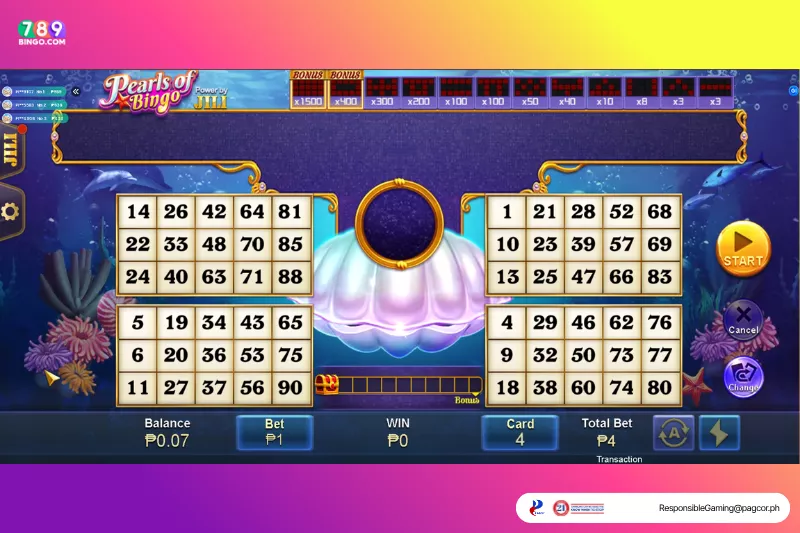 Pearls of Bingo game interface