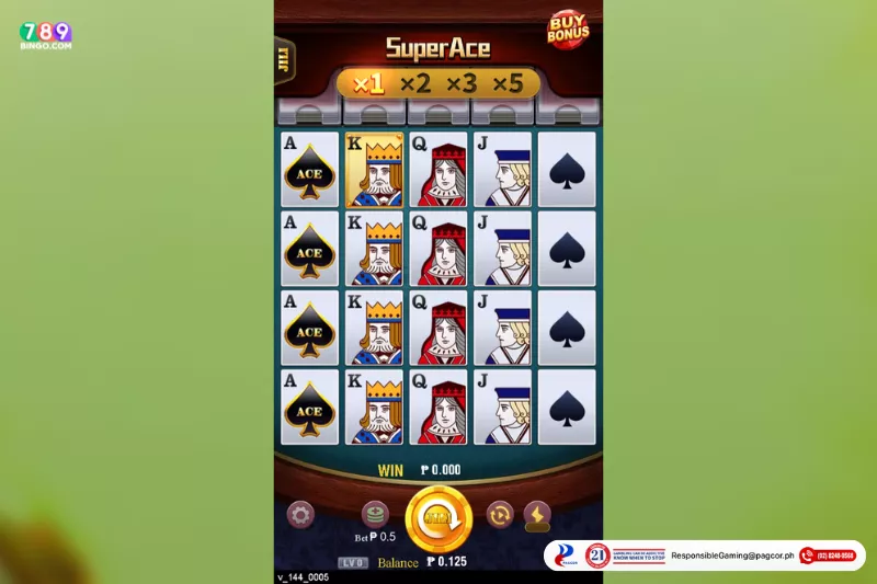 Super ace tricks game interface