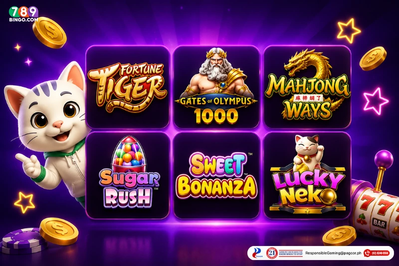 789bingo, mahjong ways, lucky neko, fortune tiger, sugar rush, gates of olympus, sweet bonanza, 777 slot machine