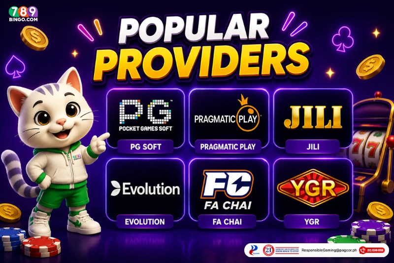 789bingo, cat smiling, pg soft, pragmatic play, jili, evolution, fa chai, ygr, poker chips, 777 slot machine