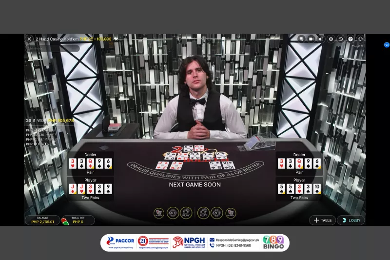 2 Hand Casino Hold'em by Evolution on 789Bingo game interface
