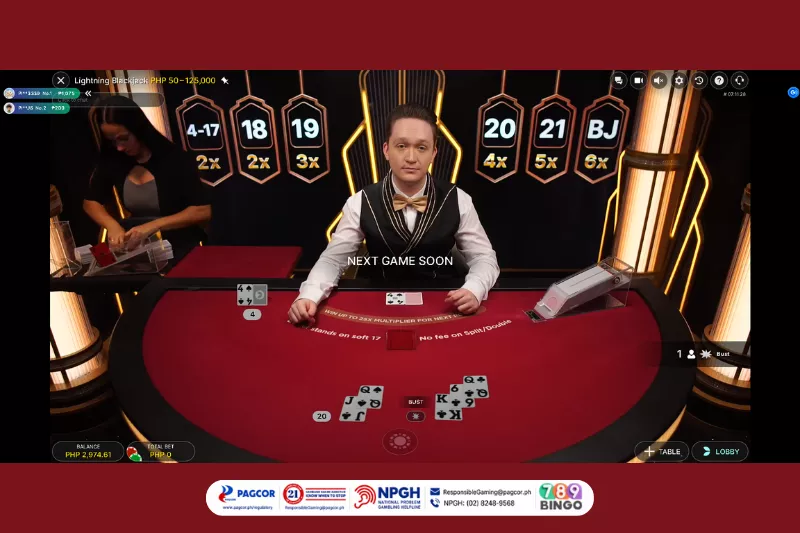 Lightning Blackjack Live by Evolution on 789Bingo game interface