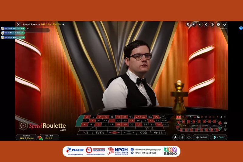 Speed Roulette Live by Evolution on 789Bingo game interface