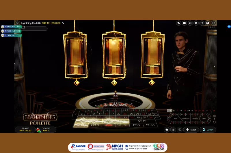 a live dealer on Lightning Roulette by Evolution at 789Bingo game interface