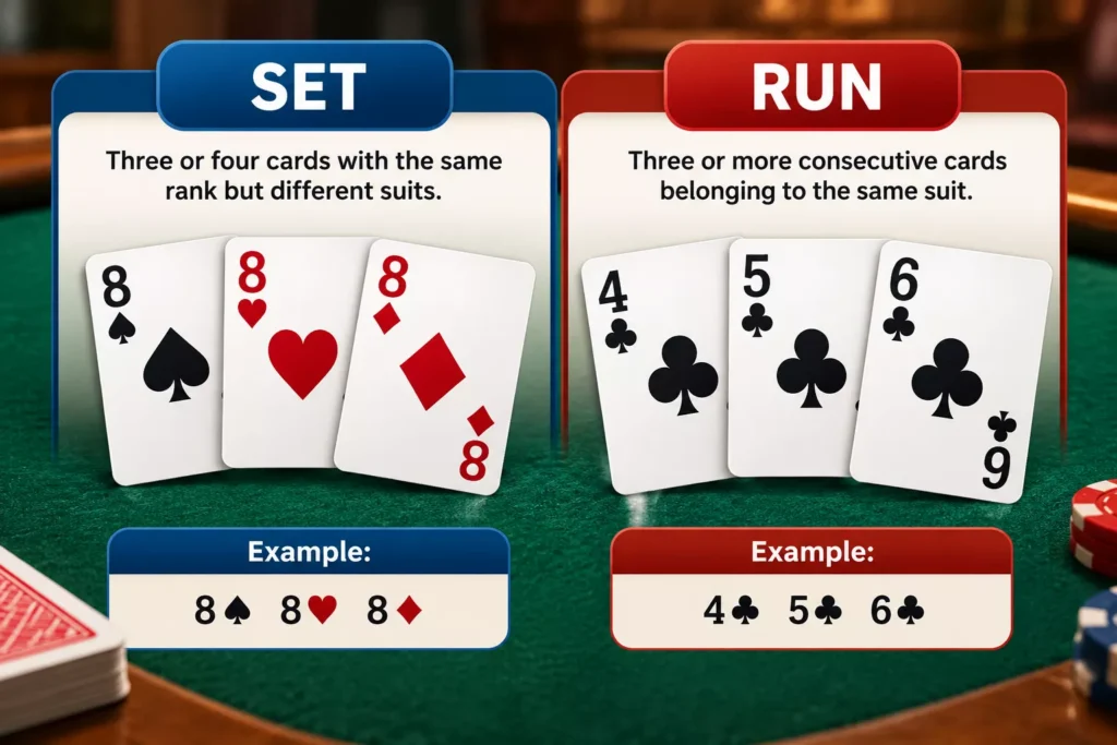 Casino Cards, Tongits Cards, 8 of spades, 8 of hearts, 8 of diamonds, 4 of flowers, 5 of flowers, 6 of flowers, tongits example