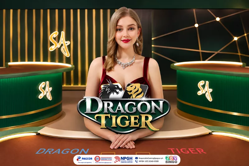 D Dragon Tiger, Dragon Tiger, sa gaming, female dealer, dragon tiger table, baccarat table, card, casino card game, Dragon, Tiger, light wall decoration, black-yellow-darkgreen-lightgreen background, pagcor, www.pagcor.ph/regulatory, npgh, national problem gambling helpline, npgh: (02) 8248-9568, ResponsibleGaming@pagcor.ph, 789bingo