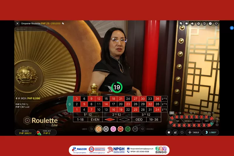 emperor roulette, evolution, evolution live, middle-aged female roulette host, casino roulette, imperial lion head, live casino roulette game interface, east Asian imperial red and gold background, pagcor, www.pagcor.ph/regulatory, npgh, national problem gambling helpline, npgh: (02) 8248-9568, ResponsibleGaming@pagcor.ph, 789bingo