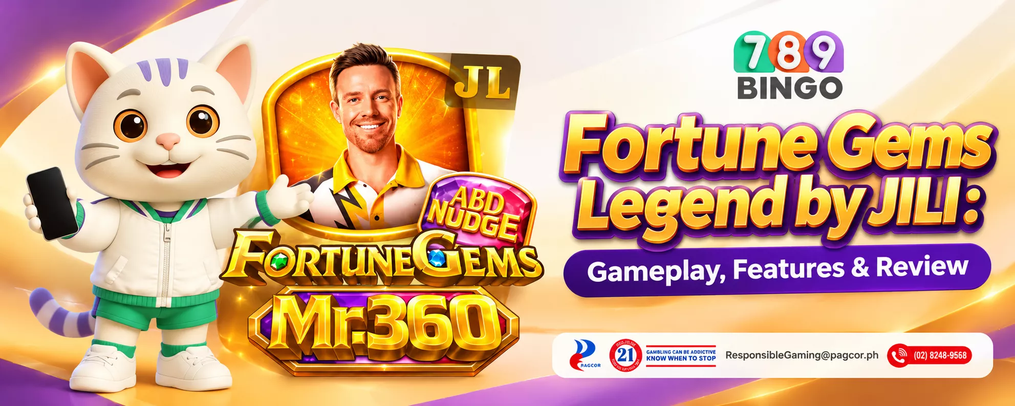 Fortune Gems Legend, 789Bingo, Mr. 360, ABD Nudge, Cat holding a phone, PAGCOR