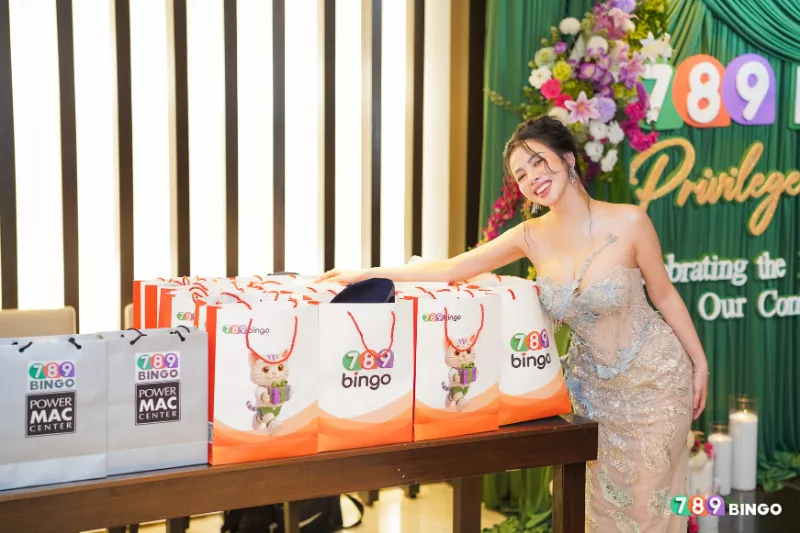 pamela dianne esguerra, 789Bingo VIP event 2026 prizes, 789Bingo, Privilege Night, candles, flowers, green curtain, celebrating the people behind our community