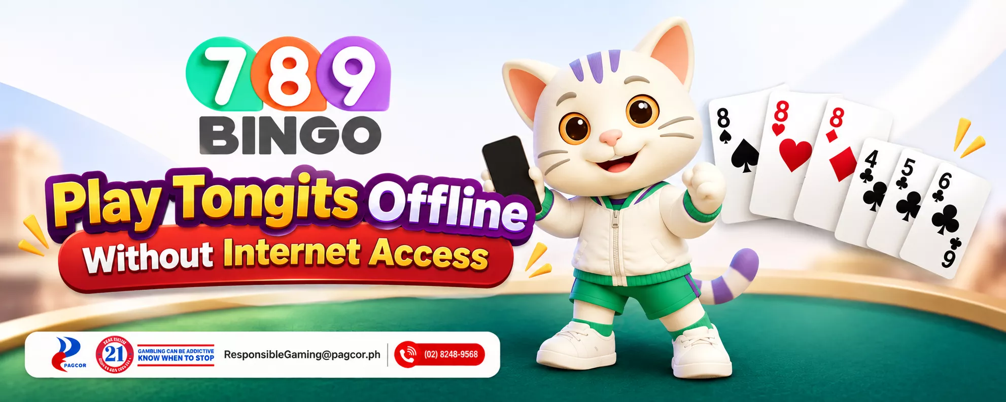 789bingo, Tongits offline, cat holding a phone, Casino Cards, Tongits Cards, PAGCOR