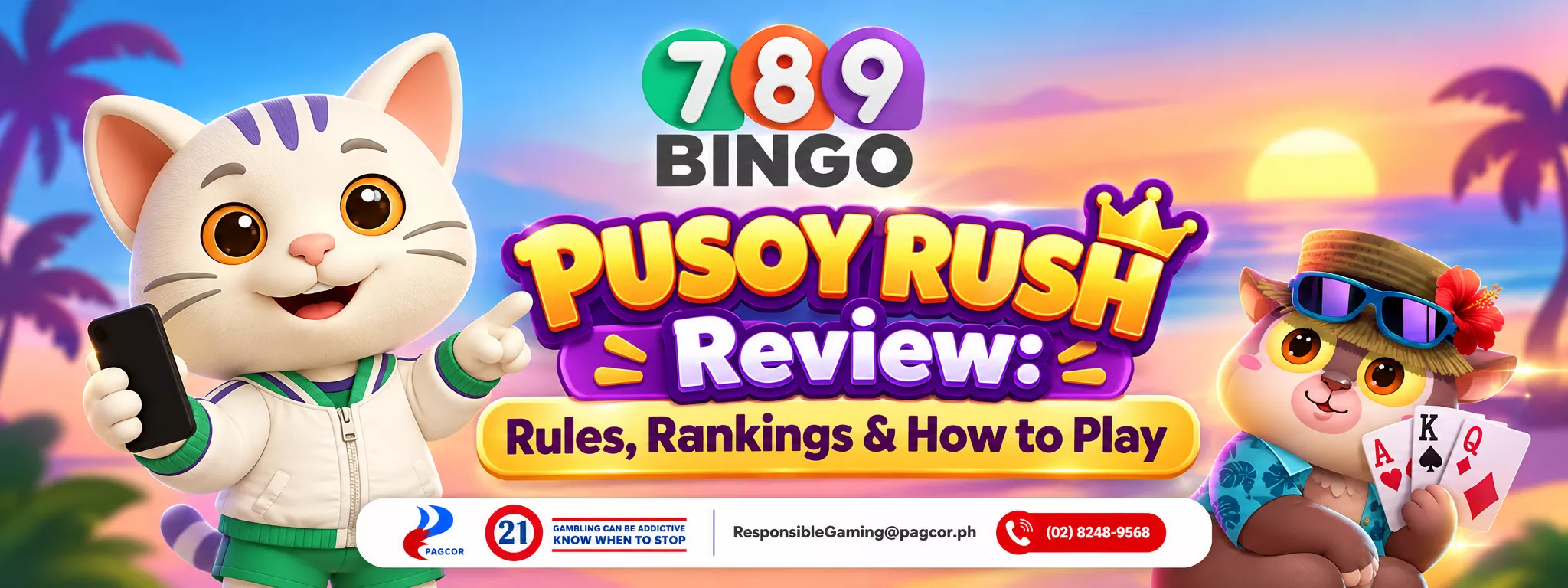 Pusoy rush, 789Bingo, Cat holding a phone, Tarsier