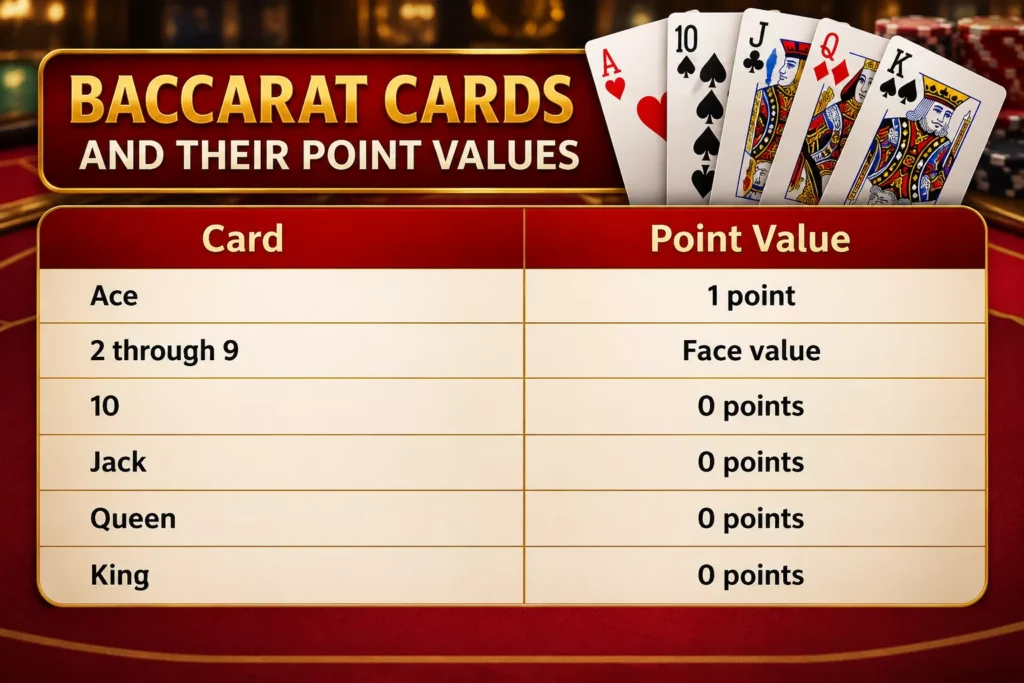 Baccarat Cards, Casino Cards, 789Bingo. A of hearts, ten of spades, Jack of flowers, Queen of diamonds, King of spades, 789Bingo