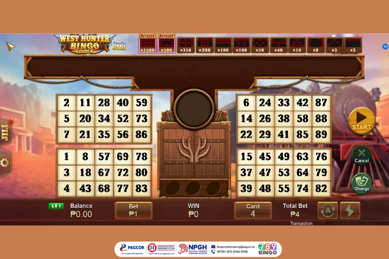West Hunter Bingo Golden by JILI Games at 789Bingo game interface